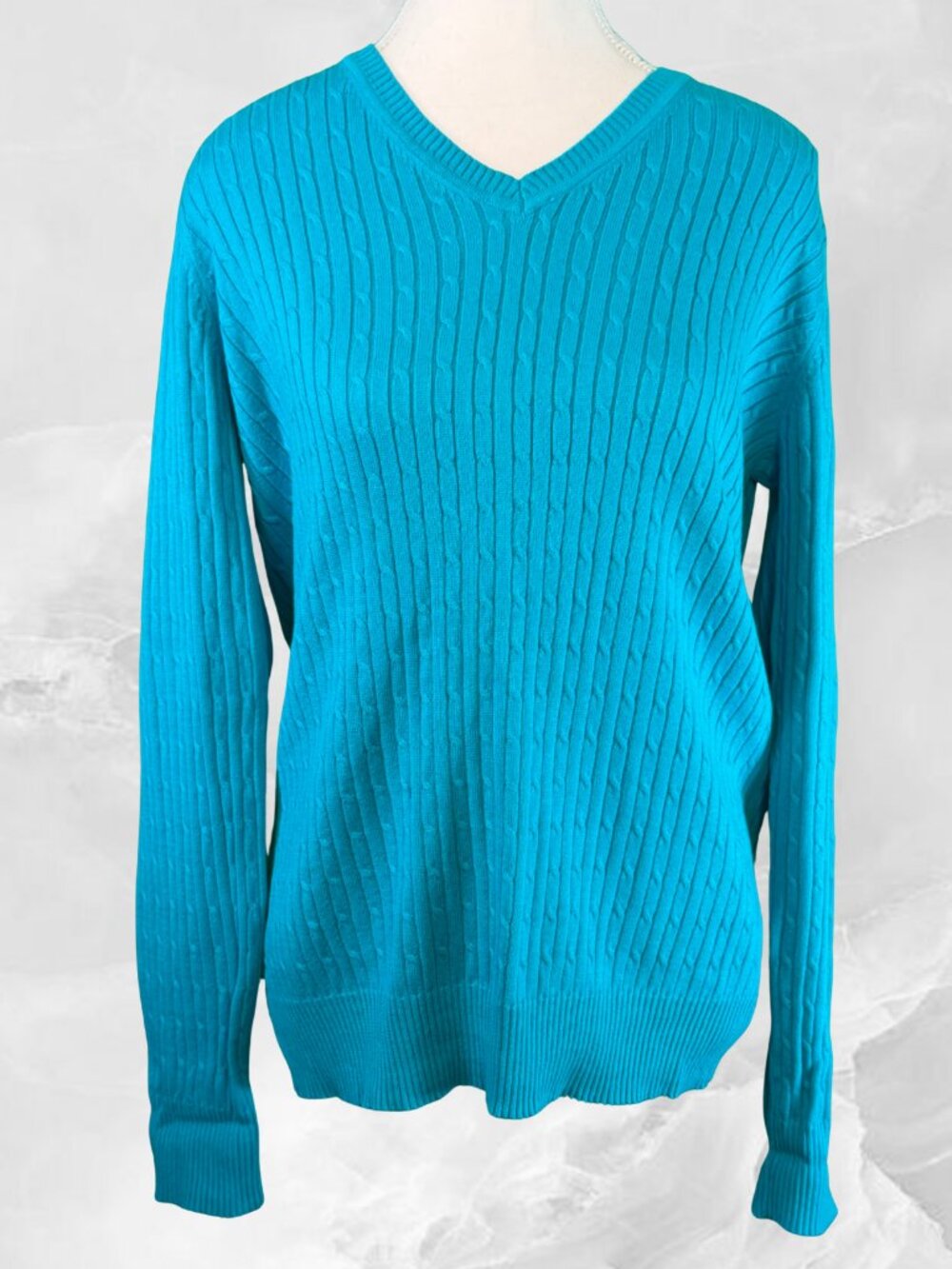 Kim Rogers Beautiful Turquoise Cotton Sweater-Sz M